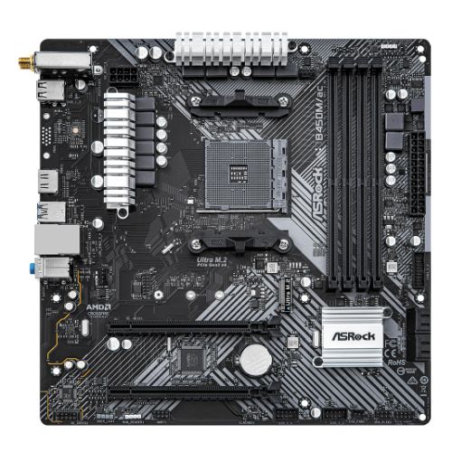 Picture of Asrock B450M/AC R2.0, AMD B450, AM4, Micro ATX, 4 DDR4, HDMI, GB LAN, AC Wi-Fi, 1x M.2