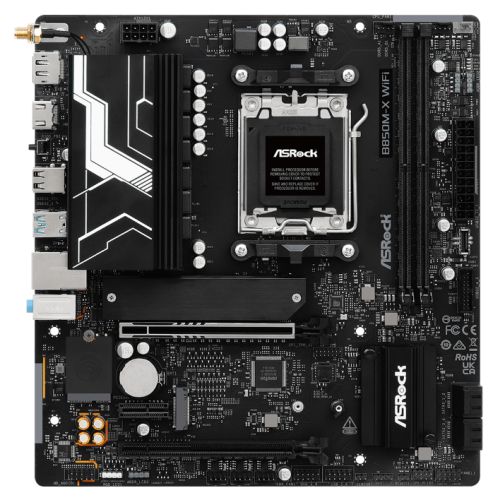 Picture of Asrock B850M-X WIFI R2.0, AMD B850, AM5, Micro ATX, 2 DDR5, HDMI, DP, Wi-Fi 6E, 2.5G LAN, 2x M.2