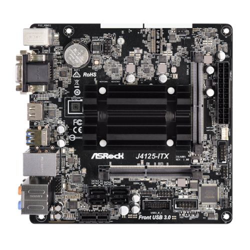 Asrock J4125-ITX, Integrated Intel Quad-Core J4125, Mini ITX, DDR4 SODIMM, VGA, DVI, HDMI