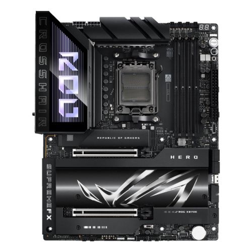 Picture of Asus ROG CROSSHAIR X870E HERO, AMD X870E, AM5, ATX, 4 DDR5, HDMI, 2 USB4, Wi-Fi 7, 5G & 2.5G LAN, PD 60W, RGB, 5x M.2