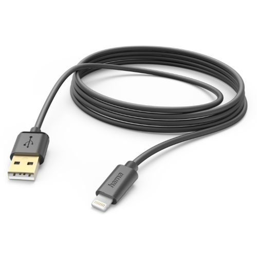 Picture of Hama Charging/Data USB-A to Lightning Cable, 480Mbps, 3 Metre, Black, MFI Certified