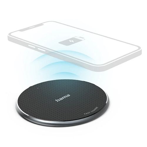 Picture of Hama QI-FC10 Wireless Charger, 10W, USB-C, Wireless Smartphone Charging Pad, Black