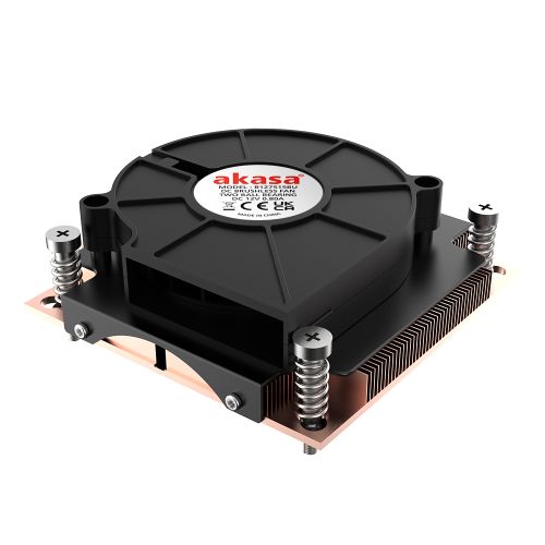 Photograph of zero-0419-Akasa AK-CC7401BP01 1U Low Profile Intel CPU Cooler w/ Side Blower Fan