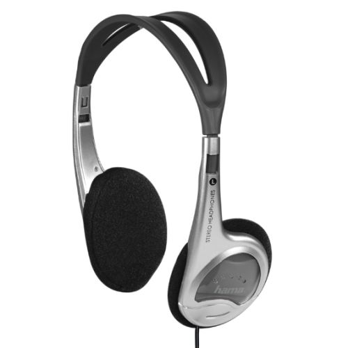 Picture of Hama (HED4407) On-ear Stereo Headphones, 3.5 mm Jack, 30mm Drivers, 1.5m Cable, Silver/Black