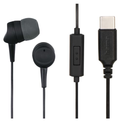 Picture of Hama (Sea II) In-Ear Earset, USB-C, Inline Microphone, Answer Button, Cable Kink Protection