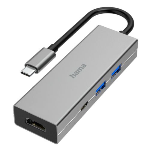 Picture of Hama 4-Port USB-C 3.2 Gen1 Hub w/ HDMI - 2x USB-A, 1x USB-C, 1x HDMI, Aluminium
