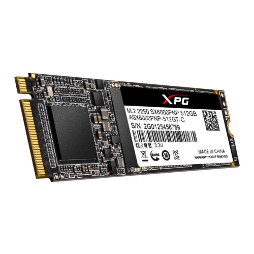 ADATA 512GB XPG SX6000 PRO M.2 NVMe SSD, M.2 2280, PCIe, 3D NAND, R/W 2100/1500 MB/s, 250K/240K IOPS