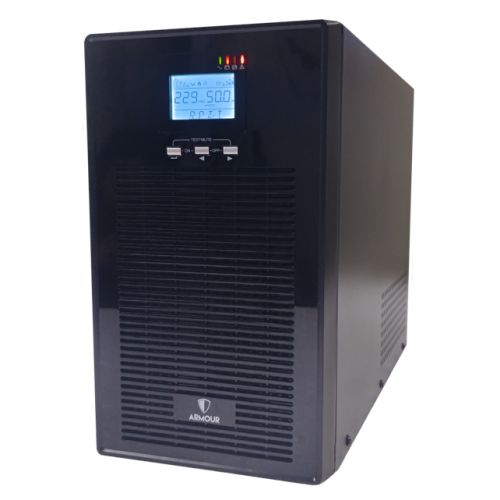 Picture of Armour 3000VA UPS, 2400W, LCD Display, 2x UK Plug, 2x RJ45, 3x IEC, USB, Brown Box