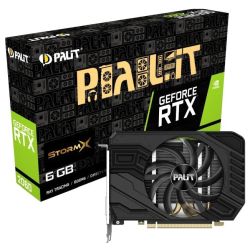 Palit RTX2060 StormX, 6GB DDR6, DVI, HDMI, DP, 1680MHz Clock, Compact Design Graphics Cards