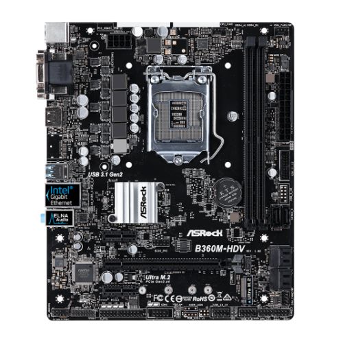 Asrock B360M-HDV, Intel B360, 1151, Micro ATX, DDR4, VGA, DVI, HDMI, M.2