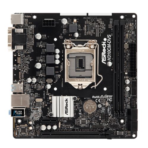 Asrock H310CM-DVS, Intel H310, 1151, Micro ATX, DDR4, VGA, DVI