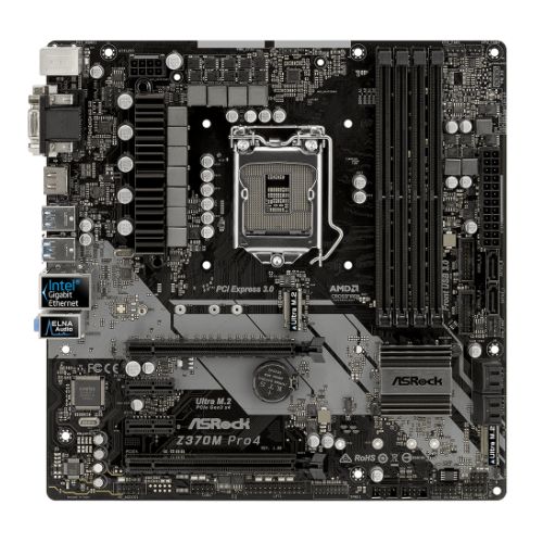 Asrock Z370M PRO4, Intel Z370, 1151, Micro ATX, DDR4, CrossFire, VGA, DVI, HDMI, M.2