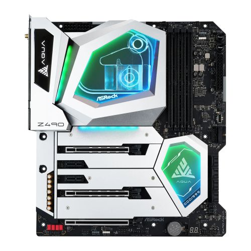 Asrock Z490 AQUA, Intel Z490, 1200, EATX, 4 DDR4, XFire/SLI, HDMI, Thunderbolt3, AX Wi-Fi, 10GB & 2.5GB LAN, RGB Lighting, M.2