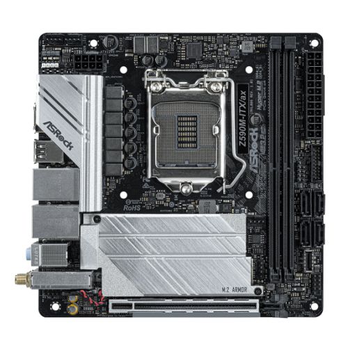 Asrock Z590M ITX/AX, Intel Z590, 1200, Mini ITX, 2 DDR4, HDMI, DP, AX Wi-Fi, GB & 2.5G LAN, 1x M.2