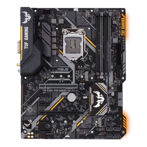 Asus TUF B360-PRO GAMING (WI-FI), Intel B360, 1151, ATX, DDR4, VGA, HDMI, XFire, Wi-Fi, RGB Lighting, M.2