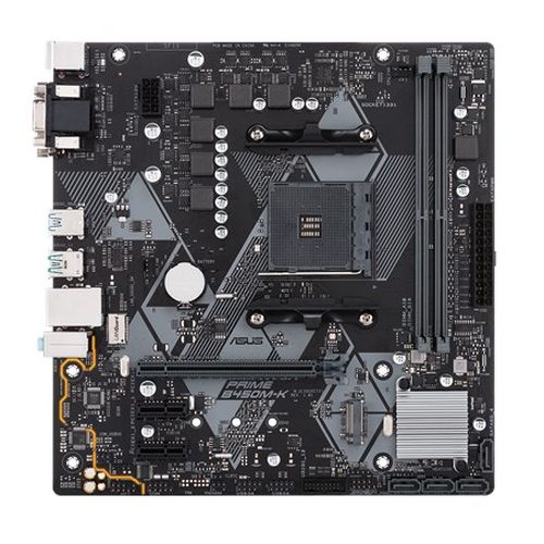 Asus PRIME B450M-K, AMD B450, AM4, Micro ATX, 2 DDR4, VGA, DVI, LED Lighting, M.2