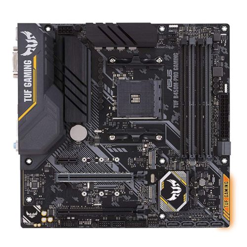 Asus TUF B450M-PRO GAMING, AMD B450, AM4, Micro ATX, 4 DDR4, XFire, DVI, HDMI, RGB Lighting, M.2