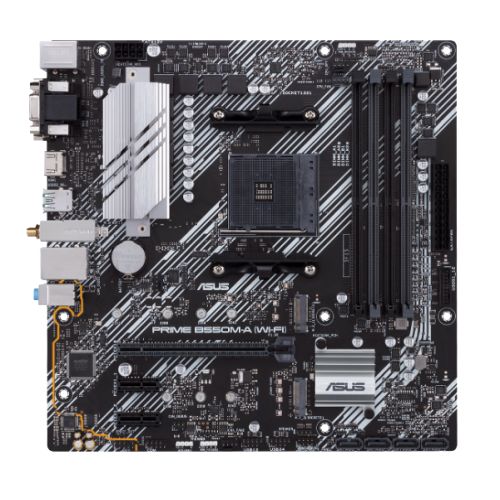 Asus PRIME B550M-A (WI-FI), AMD B550, AM4, Micro ATX, 4 DDR4, VGA, DVI, HDMI, AX Wi-Fi, PCIe4, M.2