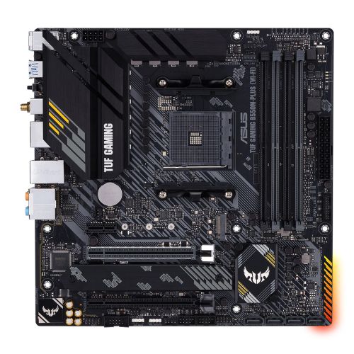 Asus TUF GAMING B550M-PLUS (WI-FI), AMD B550, AM4, Micro ATX, 4 DDR4, HDMI, DP, XFire, AX Wi-Fi, 2.5GB LAN, PCIe4, RGB Lighting, M.2