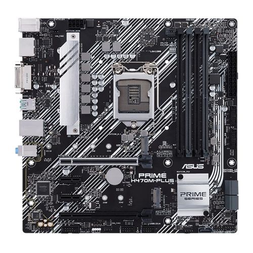 Asus PRIME H470M-PLUS, Intel H470, 1200, Micro ATX, 4 DDR4, XFire, DVI, HDMI, DP, M.2