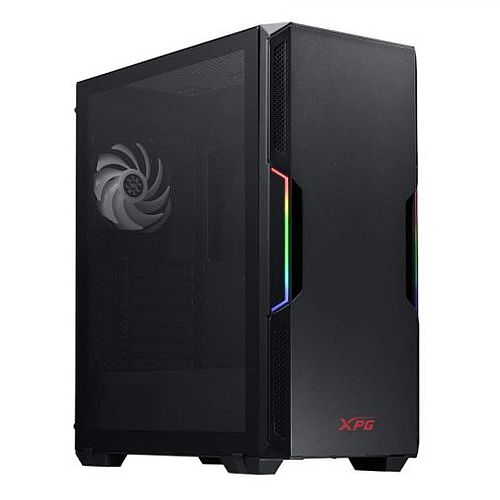ADATA XPG Starker ARGB Compact Gaming Case w/ Glass Window, ATX, Front ARGB Lighting Strips, 2 Fans (1 RGB), LED Control Button, On-Rail Dust Filter, Black