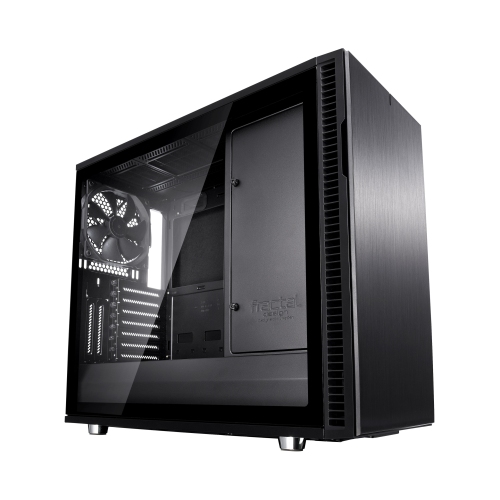 Fractal Design Define R6 (Black TG) Gaming Case w/ Clear Glass Window, E-ATX, No PSU, Modular Design, 3 Fans, Fan Hub, Sound Dampening