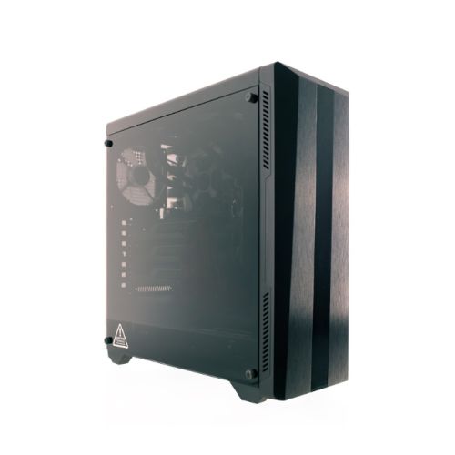 Riotoro CR100TG RGB Gaming Case with Tempered Glass Window & RGB Front Panel, ATX, No PSU, 1 x 12cm Fan, Black