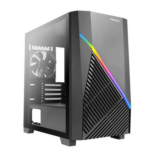 Antec Draco 10 Mini ARGB Gaming Case w/ Edge-to-Edge Glass Window, Micro ATX, Front ARGB Lighting, LED Control Button, 1 Fan, 360mm GPU Support