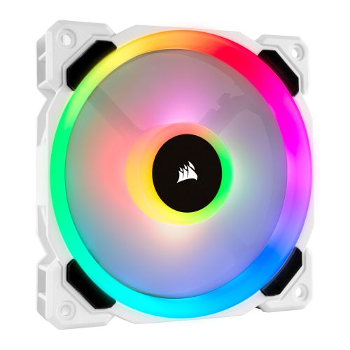 Corsair LL120 12cm PWM RGB Case Fan, 16 LED RGB Dual Light Loop, Hydraulic Bearing, White