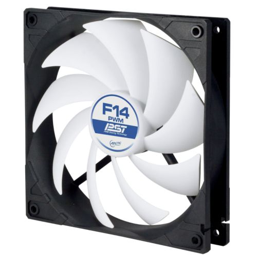 Arctic F14 PWM PST 14cm Case Fan, Black & White, 9 Blades, Fluid Dynamic, 6 Year Warranty