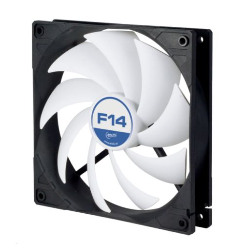 Arctic F14 14cm Case Fan, Black & White, 9 Blades, Fluid Dynamic, 6 Year Warranty