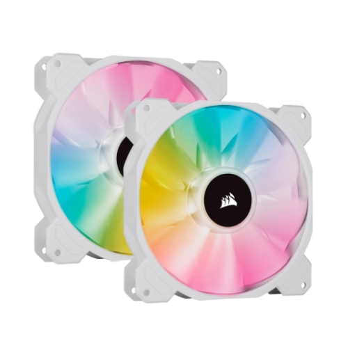 Corsair iCUE SP140 ELITE Performance 12cm PWM RGB Case Fans x2, 8 ARGB LEDs, Hydraulic Bearing, White, Lighting Node CORE Included