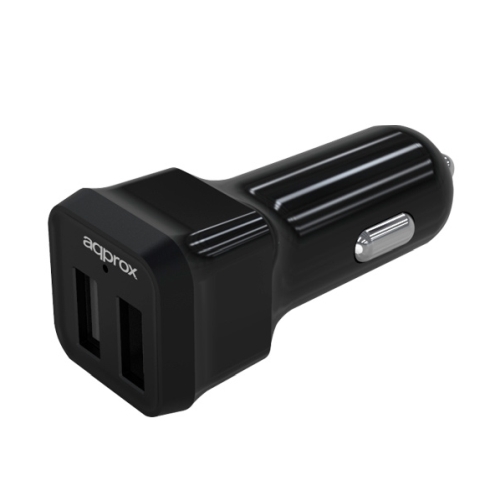 Approx (APPUSBCAR21B) Dual USB Compact Car Adapter, 5V DC/2.4A, Black