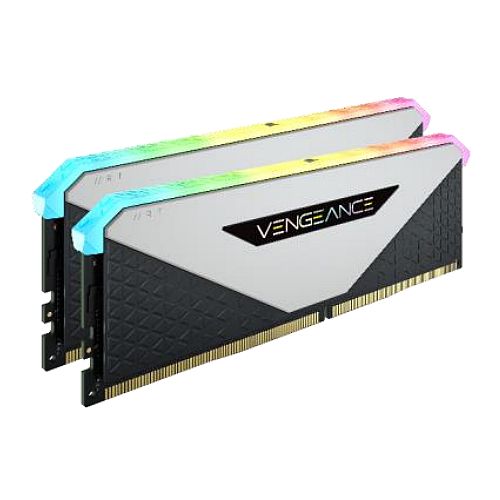 Corsair Vengeance RGB RT 16GB Memory Kit (2 x 8GB), DDR4, 3200MHz (PC4-25600), CL16, XMP 2.0, 10 LEDs, AMD Optimised, White