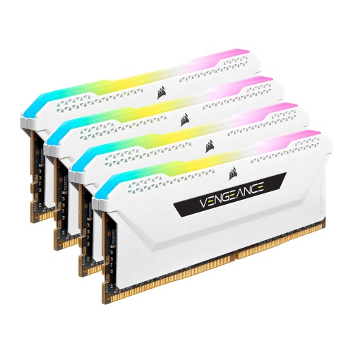 Corsair Vengeance RGB Pro SL 32GB Memory Kit (4 x 8GB), DDR4, 3200MHz (PC4-25600), CL16, XMP 2.0, White