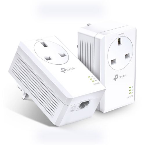 TP-LINK (TL-PA7010P KIT) AV1000 GB Powerline Adapter Kit, 1-Port, AC Pass Through