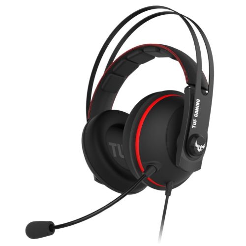 Asus TUF Gaming H7 Core Gaming Headset, 53mm Driver, 3.5mm Jack, Boom Mic, Stainless-Steel, Red