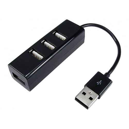Spire External 4-Port USB 2.0 Hub, Built-in Cable, USB Powered