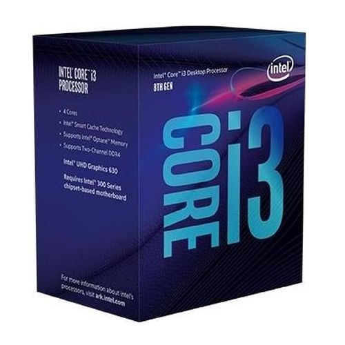 Intel Core I3-8100 CPU, 3.6 GHz, Quad Core, 65W, 14nm, 6MB Cache, UHD GFX, 8 GT/s, Coffee Lake