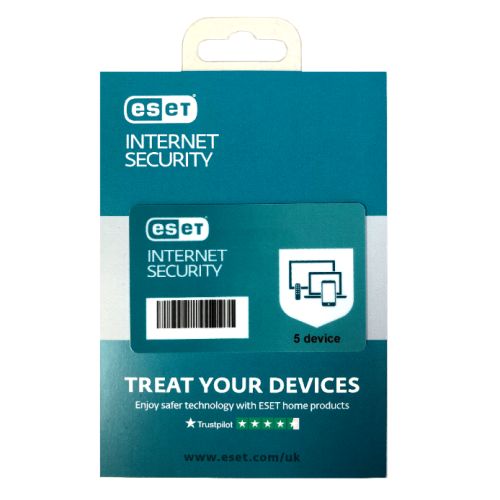 ESET Internet Security Retail Box 10 Pack – 10 x 5 Device Licences - 1 Year - PC, Mac, Linux & Android