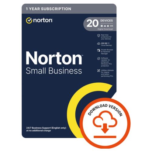 Norton Small Business 2.0, 1x 20 Device, 1 Year ESD – Single 20 Device Licence via email, 250GB Cloud Storage – PC, Mac, iOS & Android *Non-enrolment*