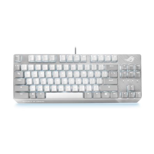 Asus ROG Strix SCOPE NX TKL Moonlight White, Compact Mechanical RGB Gaming Keyboard, ROG NX Mechanical Switches, Stealth Key, Quick-Toggle, White and Grey