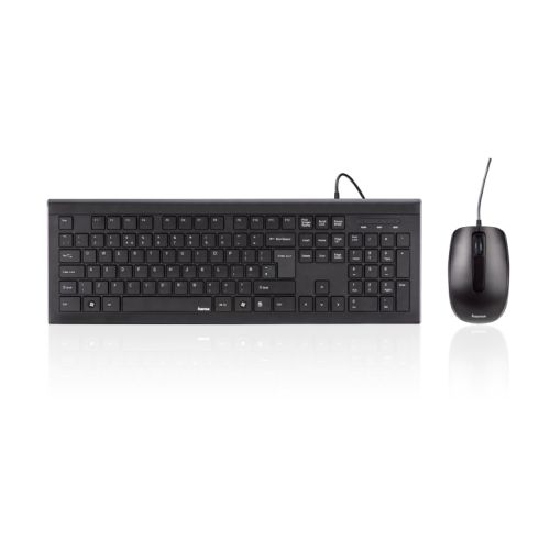 Hama Cortino Wired Keyboard and Mouse Desktop Kit, Soft Touch Keys, 1000 DPI Mouse