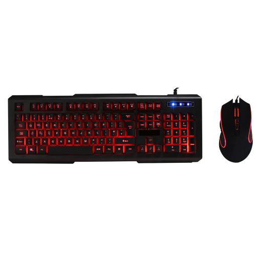 Pulse PXG Strike LED Gaming Desktop Kit, 7 LED Colour Options, Backlit Multimedia Keyboard, 800-2000 DPI LED Mouse w/ 7 Buttons
