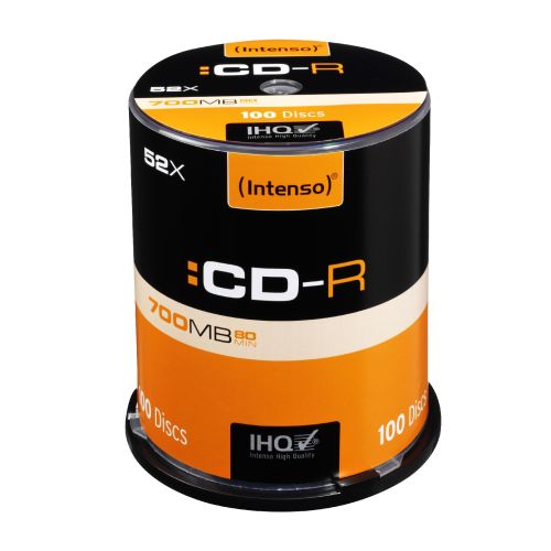 Intenso CD-R, 700MB/80 Minutes, 52x Speed, Cake Box of 100