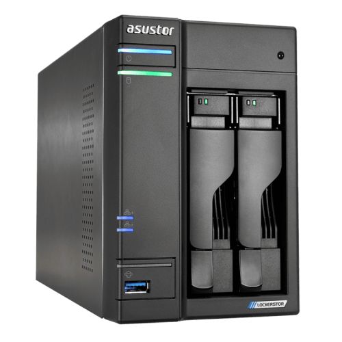 ASUSTOR AS6602T Lockerstor 2-Bay NAS Enclosure (No Drives), Quad Core CPU, 4GB DDR4, USB 3.2, 2 x 2.5G LAN, 2 x M.2 NVMe