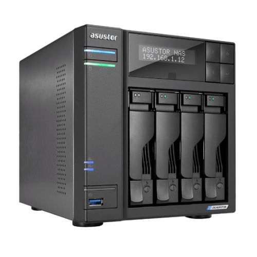 ASUSTOR AS6604T Lockerstor 4-Bay NAS Enclosure (No Drives), Quad Core CPU, 4GB DDR4, USB 3.2, 2 x 2.5G LAN, 2 x M.2 NVMe