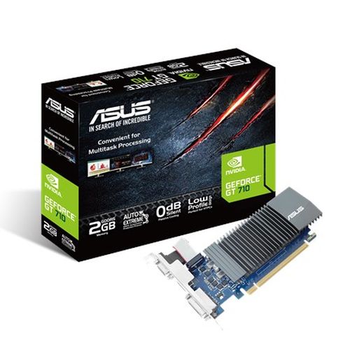 Asus GT710, 2GB DDR5, PCIe2, VGA, DVI, HDMI, 954MHz Clock, Silent, Low Profile (No Bracket)
