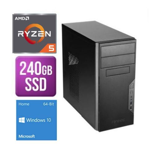 Spire Tower PC, Antec VSK3000B, Ryzen 5 3400G, 8GB, 240GB SSD, Corsair 450W, DVDRW, KB & Mouse, Windows 10 Home