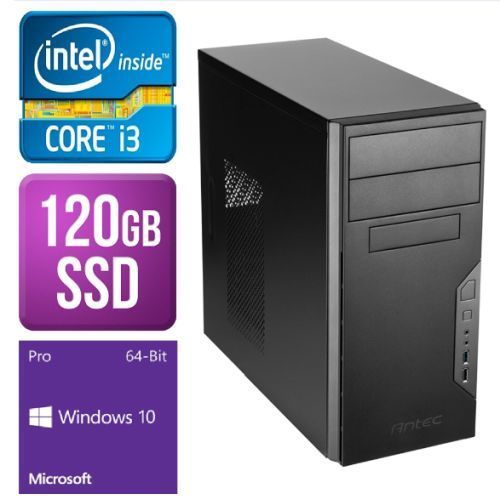 Spire Tower PC, Antec VSK3000B, i3-8100, 4GB, 120GB SSD, Corsair 450W, DVDRW, KB & Mouse, Windows 10 Pro